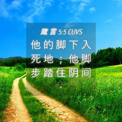 Picture 04 - 箴 言 5:5 CUVS - 他 的 脚 下 入 死 地 ； 他 脚 步 踏 - Bible Verse Picture