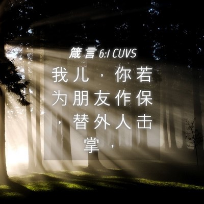 Picture 04 - 箴 言 6:1 CUVS - 我 儿 ， 你 若 为 朋 友 作 保 ， 替 - Bible Verse Picture