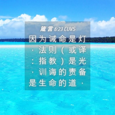 Picture 04 - 箴 言 6:23 CUVS - 因 为 诫 命 是 灯 ， 法 则 （ 或 译 - Bible Verse Picture