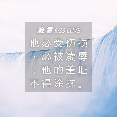 Picture 04 - 箴 言 6:33 CUVS - 他 必 受 伤 损 ， 必 被 凌 辱 ； 他 - Bible Verse Picture