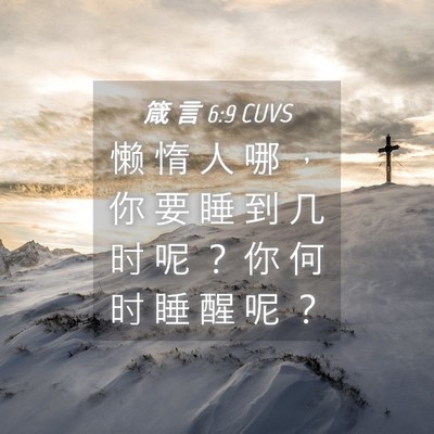 Picture 04 - 箴 言 6:9 CUVS - 懒 惰 人 哪 ， 你 要 睡 到 几 时 呢 - Bible Verse Picture