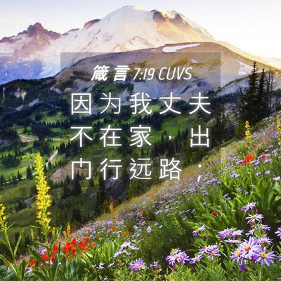 Picture 04 - 箴 言 7:19 CUVS - 因 为 我 丈 夫 不 在 家 ， 出 门 行 - Bible Verse Picture
