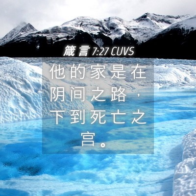 Picture 04 - 箴 言 7:27 CUVS - 他 的 家 是 在 阴 间 之 路 ， 下 到 - Bible Verse Picture