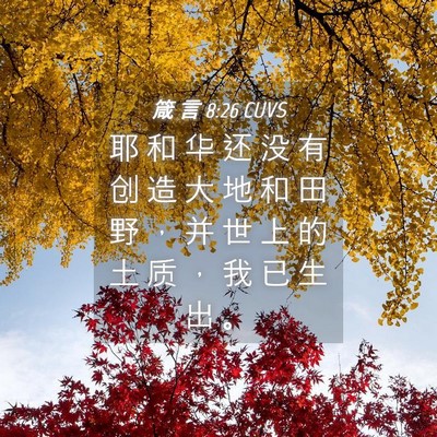 Picture 04 - 箴 言 8:26 CUVS - 耶 和 华 还 没 有 创 造 大 地 和 田 - Bible Verse Picture