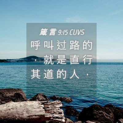 Picture 04 - 箴 言 9:15 CUVS - 呼 叫 过 路 的 ， 就 是 直 行 其 道 - Bible Verse Picture