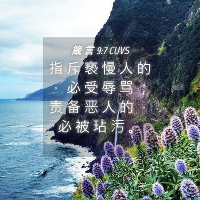 Picture 04 - 箴 言 9:7 CUVS - 指 斥 亵 慢 人 的 ， 必 受 辱 骂 ； - Bible Verse Picture
