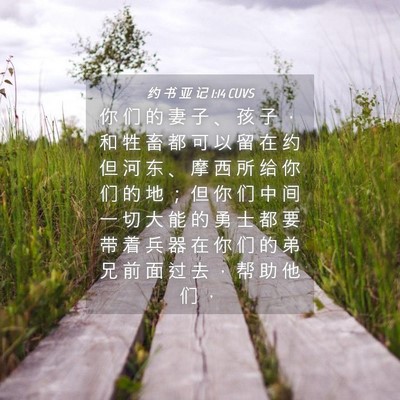 Picture 04 - 约 书 亚 记 1:14 CUVS - 你 们 的 妻 子 、 孩 子 ， 和 牲 畜 - Bible Verse Picture