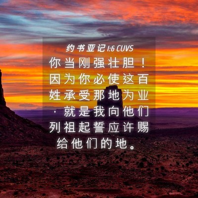 Picture 04 - 约 书 亚 记 1:6 CUVS - 你 当 刚 强 壮 胆 ！ 因 为 你 必 使 - Bible Verse Picture