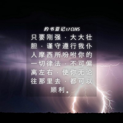 Picture 04 - 约 书 亚 记 1:7 CUVS - 只 要 刚 强 ， 大 大 壮 胆 ， 谨 守 - Bible Verse Picture