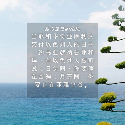 Picture 04 - 约 书 亚 记 10:12 CUVS - 当 耶 和 华 将 亚 摩 利 人 交 付 以 - Bible Verse Picture