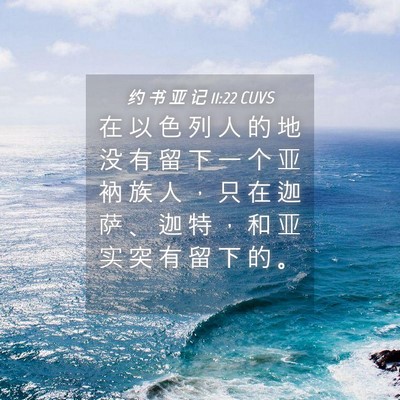 Picture 04 - 约 书 亚 记 11:22 CUVS - 在 以 色 列 人 的 地 没 有 留 下 一 - Bible Verse Picture