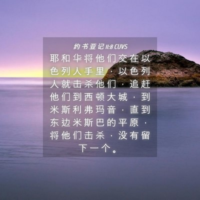 Picture 04 - 约 书 亚 记 11:8 CUVS - 耶 和 华 将 他 们 交 在 以 色 列 人 - Bible Verse Picture