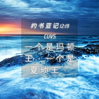 Picture 04 - 约 书 亚 记 12:19 CUVS - 一 个 是 玛 顿 王 ， 一 个 是 夏 琐 - Bible Verse Picture