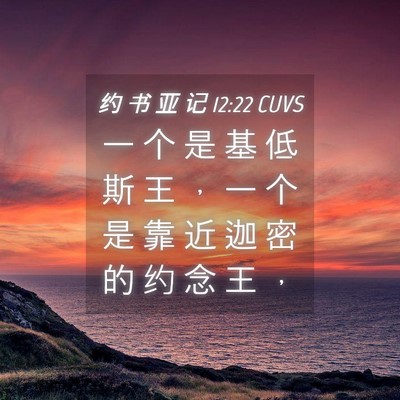 Picture 04 - 约 书 亚 记 12:22 CUVS - 一 个 是 基 低 斯 王 ， 一 个 是 靠 - Bible Verse Picture