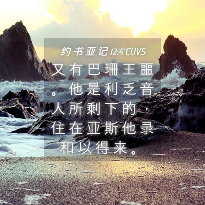 Picture 04 - 约 书 亚 记 12:4 CUVS - 又 有 巴 珊 王 噩 。 他 是 利 乏 音 - Bible Verse Picture