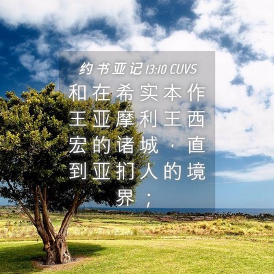 Picture 04 - 约 书 亚 记 13:10 CUVS - 和 在 希 实 本 作 王 亚 摩 利 王 西 - Bible Verse Picture
