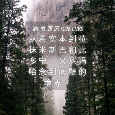 Picture 04 - 约 书 亚 记 13:26 CUVS - 从 希 实 本 到 拉 抹 米 斯 巴 和 比 - Bible Verse Picture