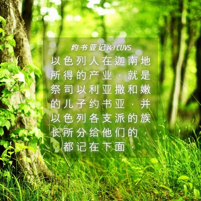 Picture 04 - 约 书 亚 记 14:1 CUVS - 以 色 列 人 在 迦 南 地 所 得 的 产 - Bible Verse Picture