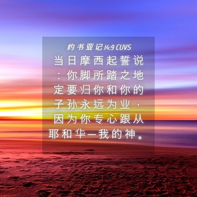 Picture 04 - 约 书 亚 记 14:9 CUVS - 当 日 摩 西 起 誓 说 ： 你 脚 所 踏 - Bible Verse Picture