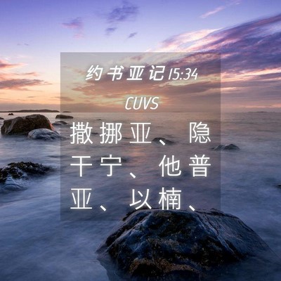 Picture 04 - 约 书 亚 记 15:34 CUVS - 撒 挪 亚 、 隐 干 宁 、 他 普 亚 、 - Bible Verse Picture
