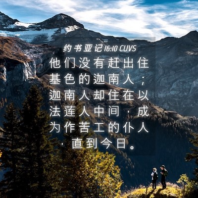 Picture 04 - 约 书 亚 记 16:10 CUVS - 他 们 没 有 赶 出 住 基 色 的 迦 南 - Bible Verse Picture