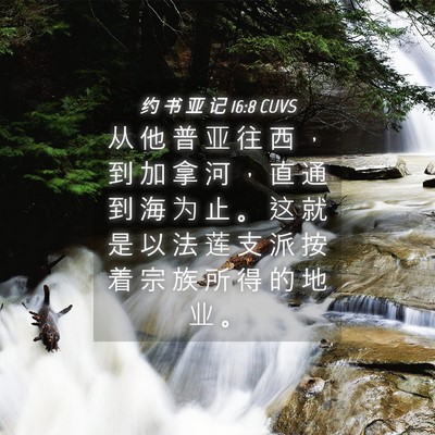Picture 04 - 约 书 亚 记 16:8 CUVS - 从 他 普 亚 往 西 ， 到 加 拿 河 ， - Bible Verse Picture