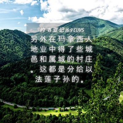 Picture 04 - 约 书 亚 记 16:9 CUVS - 另 外 在 玛 拿 西 人 地 业 中 得 了 - Bible Verse Picture