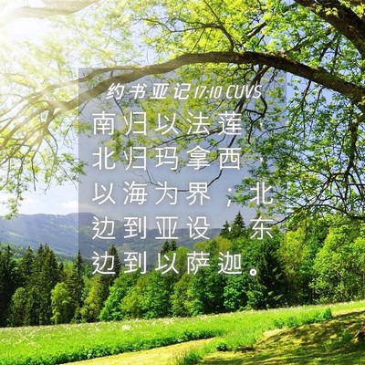 Picture 04 - 约 书 亚 记 17:10 CUVS - 南 归 以 法 莲 ， 北 归 玛 拿 西 ， - Bible Verse Picture