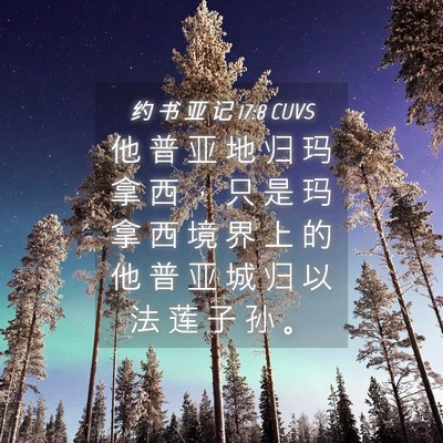Picture 04 - 约 书 亚 记 17:8 CUVS - 他 普 亚 地 归 玛 拿 西 ， 只 是 玛 - Bible Verse Picture