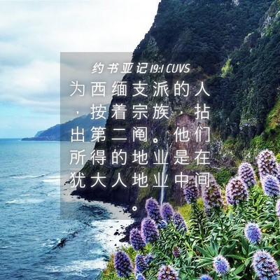 Picture 04 - 约 书 亚 记 19:1 CUVS - 为 西 缅 支 派 的 人 ， 按 着 宗 族 - Bible Verse Picture