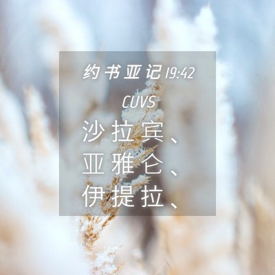 Picture 04 - 约 书 亚 记 19:42 CUVS - 沙 拉 宾 、 亚 雅 仑 、 伊 提 拉 - Bible Verse Picture