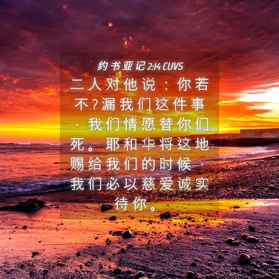 Picture 04 - 约 书 亚 记 2:14 CUVS - 二 人 对 他 说 ： 你 若 不 ? 漏 我 们 - Bible Verse Picture