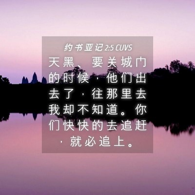 Picture 04 - 约 书 亚 记 2:5 CUVS - 天 黑 、 要 关 城 门 的 时 候 ， 他 - Bible Verse Picture