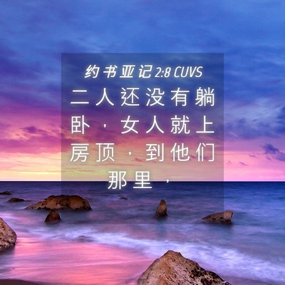 Picture 04 - 约 书 亚 记 2:8 CUVS - 二 人 还 没 有 躺 卧 ， 女 人 就 上 - Bible Verse Picture