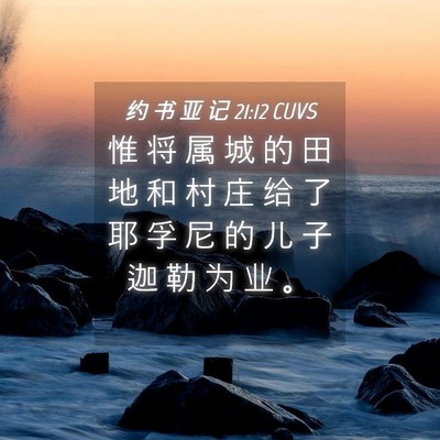 Picture 04 - 约 书 亚 记 21:12 CUVS - 惟 将 属 城 的 田 地 和 村 庄 给 了 - Bible Verse Picture