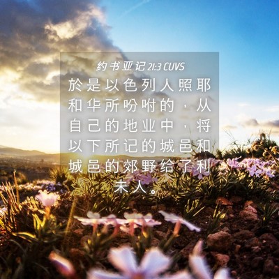 Picture 04 - 约 书 亚 记 21:3 CUVS - 於 是 以 色 列 人 照 耶 和 华 所 吩 - Bible Verse Picture