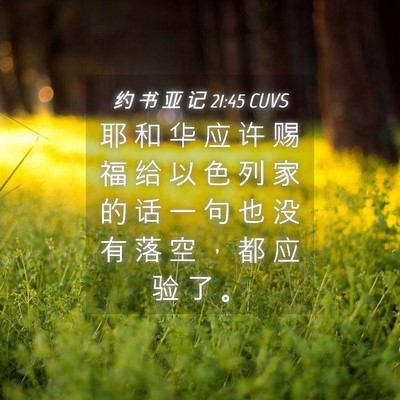 Picture 04 - 约 书 亚 记 21:45 CUVS - 耶 和 华 应 许 赐 福 给 以 色 列 家 - Bible Verse Picture