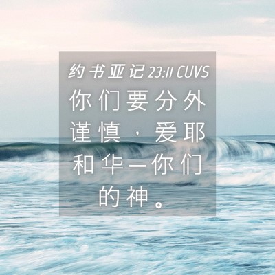 Picture 04 - 约 书 亚 记 23:11 CUVS - 你 们 要 分 外 谨 慎 ， 爱 耶 和 华 - Bible Verse Picture