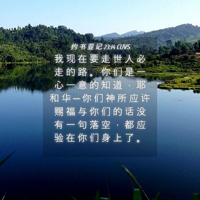 Picture 04 - 约 书 亚 记 23:14 CUVS - 我 现 在 要 走 世 人 必 走 的 路 。 - Bible Verse Picture