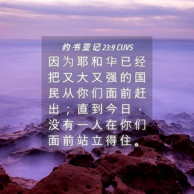 Picture 04 - 约 书 亚 记 23:9 CUVS - 因 为 耶 和 华 已 经 把 又 大 又 强 - Bible Verse Picture
