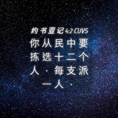 Picture 04 - 约 书 亚 记 4:2 CUVS - 你 从 民 中 要 拣 选 十 二 个 人 , - Bible Verse Picture