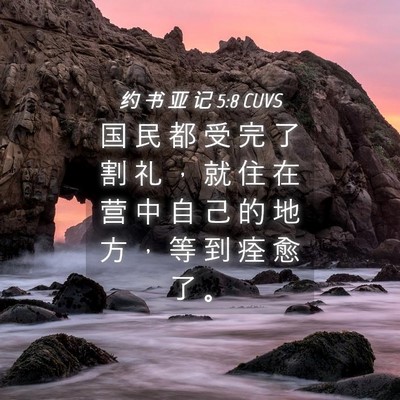 Picture 04 - 约 书 亚 记 5:8 CUVS - 国 民 都 受 完 了 割 礼 ， 就 住 在 - Bible Verse Picture