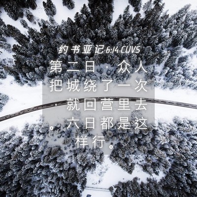 Picture 04 - 约 书 亚 记 6:14 CUVS - 第 二 日 ， 众 人 把 城 绕 了 一 次 - Bible Verse Picture
