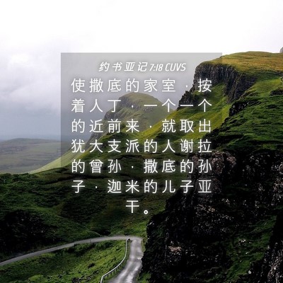Picture 04 - 约 书 亚 记 7:18 CUVS - 使 撒 底 的 家 室 ， 按 着 人 丁 ， - Bible Verse Picture