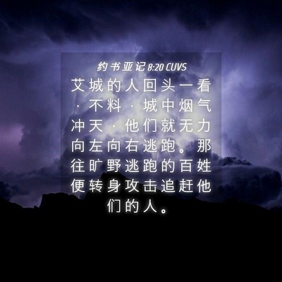Picture 04 - 约 书 亚 记 8:20 CUVS - 艾 城 的 人 回 头 一 看 ， 不 料 ， - Bible Verse Picture