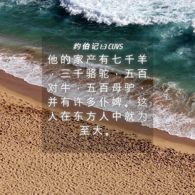 Picture 04 - 约 伯 记 1:3 CUVS - 他 的 家 产 有 七 千 羊 ， 三 千 骆 - Bible Verse Picture