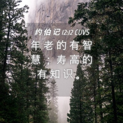 Picture 04 - 约 伯 记 12:12 CUVS - 年 老 的 有 智 慧 ； 寿 高 的 有 知 - Bible Verse Picture