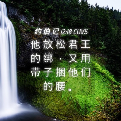 Picture 04 - 约 伯 记 12:18 CUVS - 他 放 松 君 王 的 绑 ， 又 用 带 子 - Bible Verse Picture