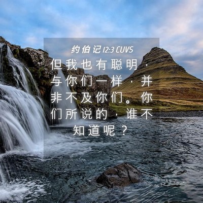 Picture 04 - 约 伯 记 12:3 CUVS - 但 我 也 有 聪 明 ， 与 你 们 一 样 - Bible Verse Picture