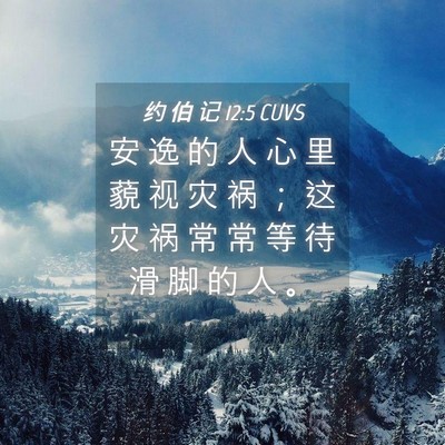 Picture 04 - 约 伯 记 12:5 CUVS - 安 逸 的 人 心 里 藐 视 灾 祸 ； 这 - Bible Verse Picture